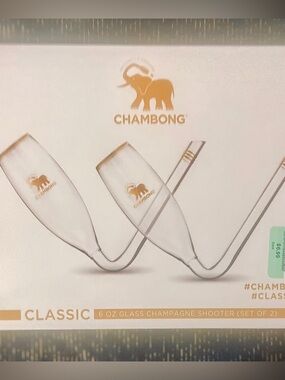 Classic Glass Champagne Shooter Set in Gold Accents (Set of 2)
